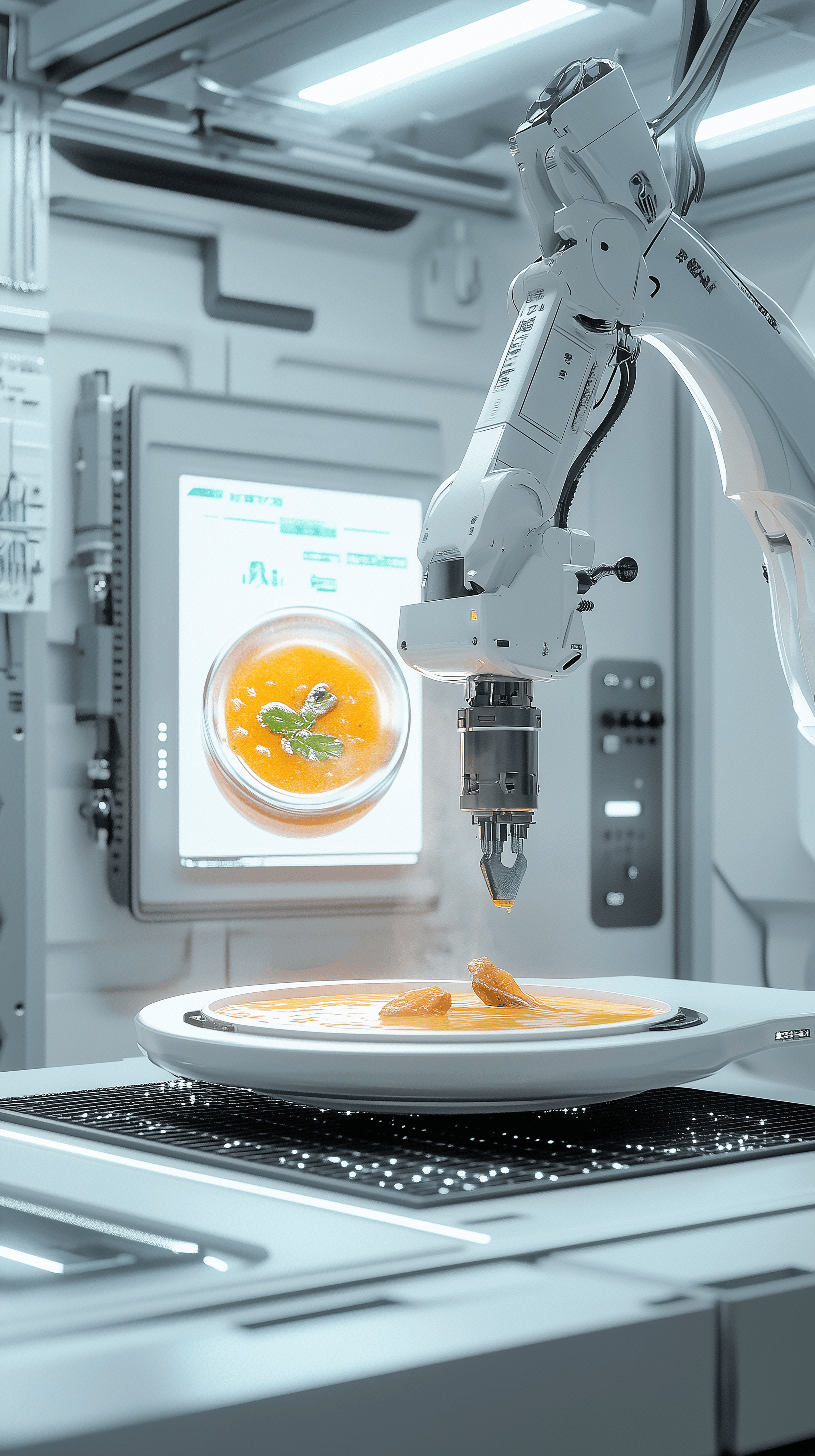 a food 3d printer printing edible food on a plate of food
