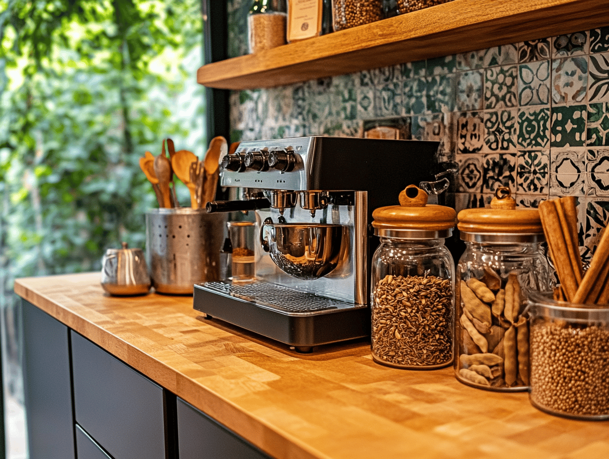 a chai brewing machine in a modern home kitchen