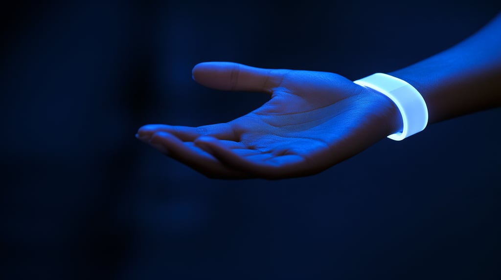 a hand with a glowing wristband