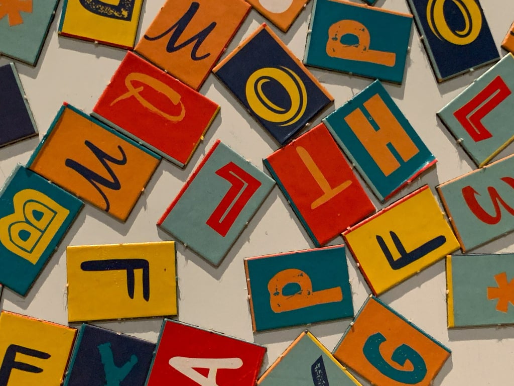 shuffled blocks containing a letter each