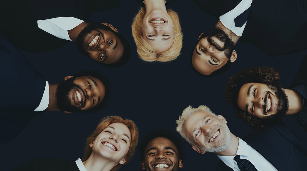 a group of people smiling